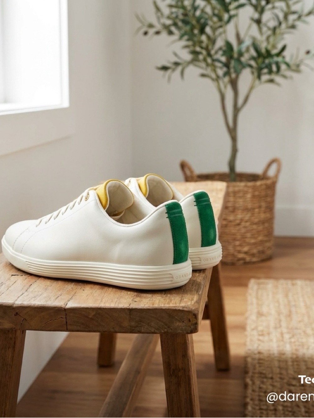 Cole Haan Cream Sneakers with Yellow Tongue Detail - Picture 2 of 5